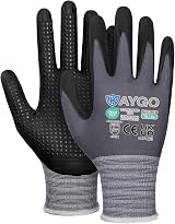 KAYGO KG19N Work Gloves MicroFoam Nitrile Grip Dots XL Grey 3 Pairs