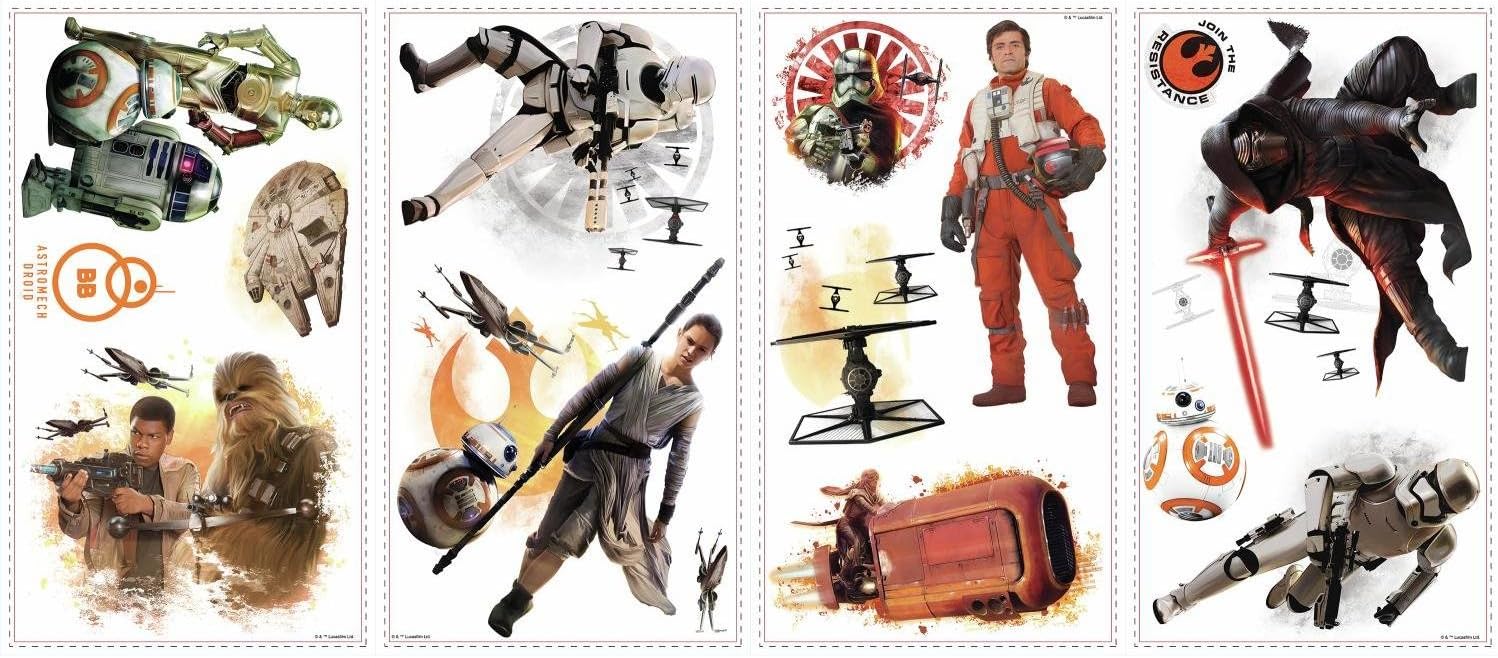 RoomMates 27 x 12.7 x 2.3 cm "Rey, Poe and Kylo Ren" Repositionable Star Wars Episode VII Wall Stickers, Multi, 27x12.7x2.3 cm - Image 3
