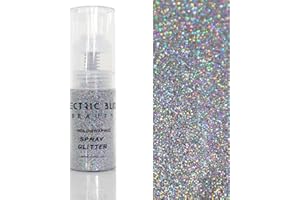 ELECTRIC BLISS BEAUTY Holographic Silver - Shiny Glitter Spray, Body Glitter Spray, Hair Glitter Spray, Glitter Spray for Hair & Body Face Glitter, Eye Glitter, Body Glitter Rave Glitter Festival Accessories