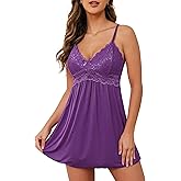 Ababoon Sexy Lingerie Women Lace Modal Sleepwear Chemises V-Neck Full Slip Babydoll Nightgown