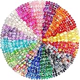 Cludoo 240 Piece Large Hole Beads for Jewelry Making, 16 Color European Bulk Craft Beads for Fairy Garden Wands, Lampwork Spacers, Pen & Bracelet Making