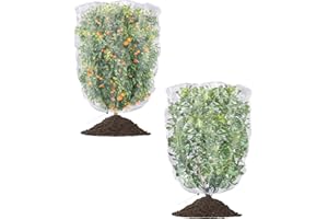 POILKMNI 2 Pack Garden Plant Fruits Tomato Blueberry Bushes Protection Netting Covers Bags with Drawstring, 3.9 x 4.6 Ft Protective Cover Garden Plant Netting Barrier Bags for Fruits Vegetables Tree Shrubs