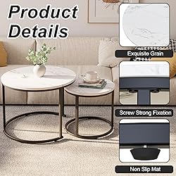 aboxoo Round Nesting Coffee Table Side Table Set of