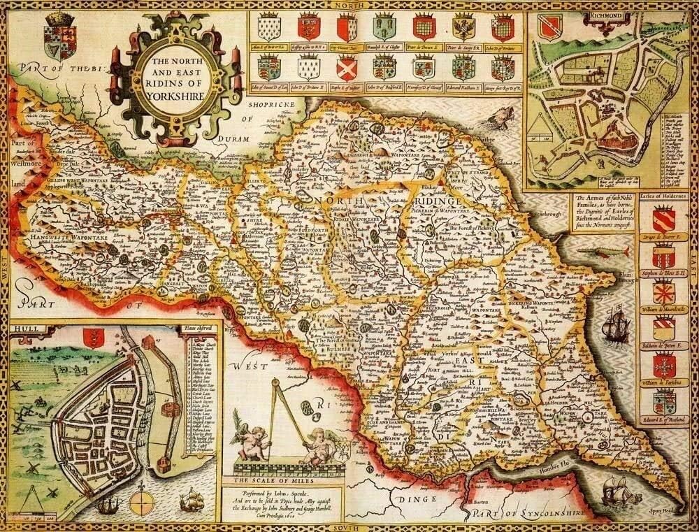 YIE 1000 Piece Puzzle Yorkshire History Map Wooden Decompression Educational Puzzle Leisure Puzzle Large Puzzle
