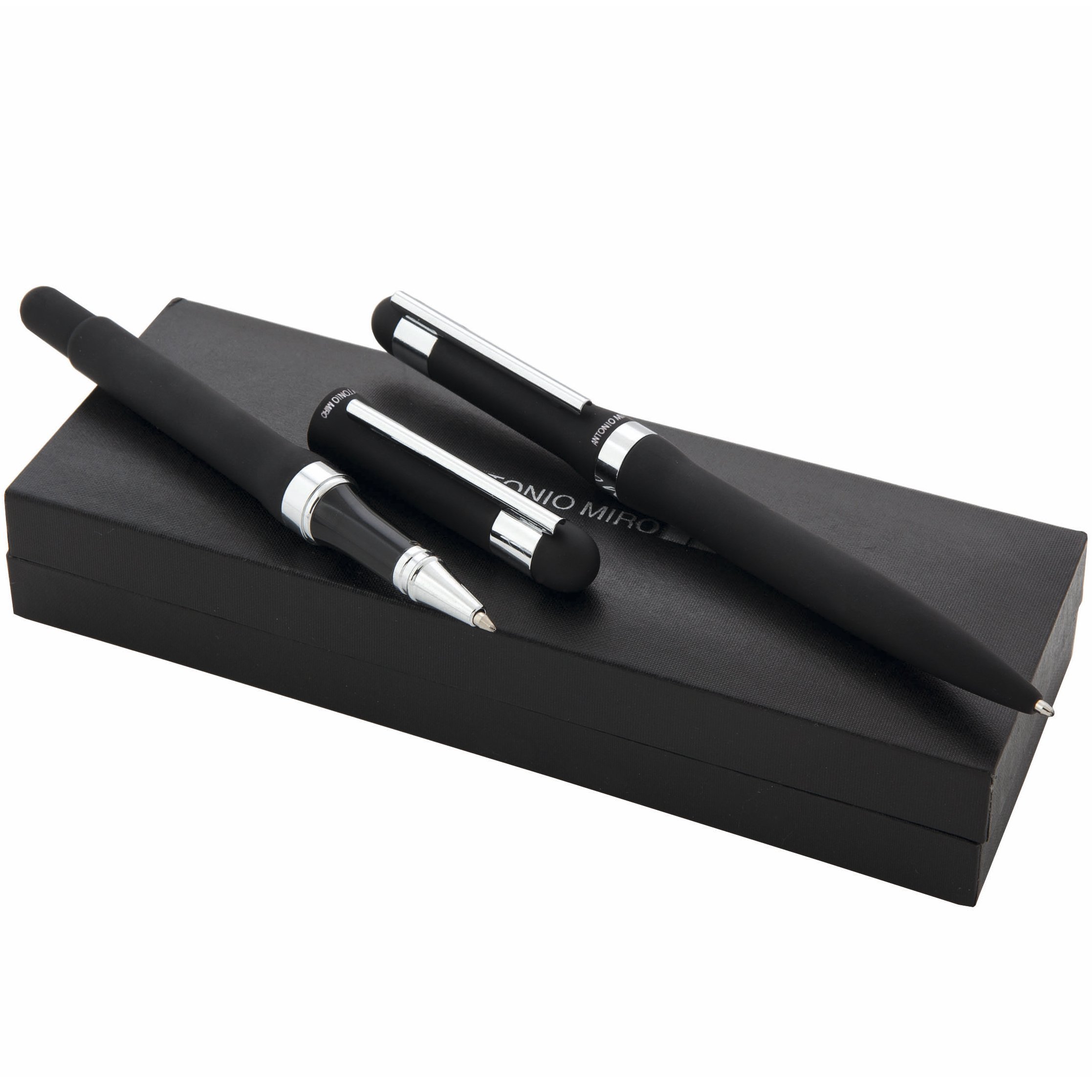 ANTONIO MIRO Metallic Pen and Rollerball Pen with Printed Logo - Ideal as a Present