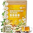 FreshDrinkUS, Premium 30 Tea Bags Immune Support Herbal Tea, Ginger, Cinnamon, Chamomile, Licorice Root, Black Pepper and Orange Peel – 100% Natural, Caffeine-Free, Vegan
