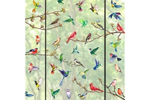 JUGEOZHI Spring Summer Bird Window Clings - 9 Sheet Hummingbirds Branch Window Stickers Double-Sided Window Gel Decorations for Home Office
