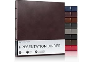 Gallery Leather 3 Ring Binder with Plastic Sleeves, Includes 10 Sheets, Sheet Size: 8.5" x 11" - Presentation Binder Rings with Hubbed Spine, Thick: 1.25" Belfast Burgundy