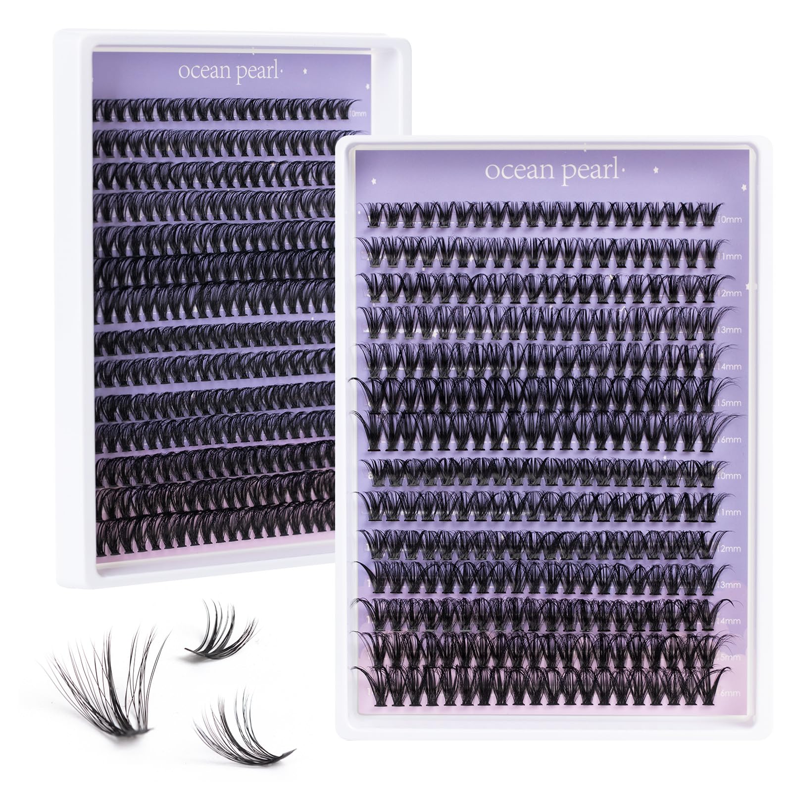 Ocean Pearl Cluster Lashes 280PCS 10-16mm Individual Eyelashes 40D 50D Lash Clusters Natural Lashes Lash Extension Clusters C Curl D Curl Eyelash Cluster DIY Lash Extensions-40D+50D — image 1