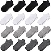 Comfoex 16 Pairs Boys Girls Socks Ankle Low Cut Athletic Cushioned Socks For Kids 4-6 6-8 8-10 Years Old
