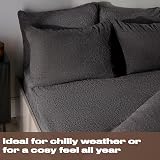 Brentfords Teddy Fleece Fitted Sheet Double Charcoal Grey Soft Warm view 3