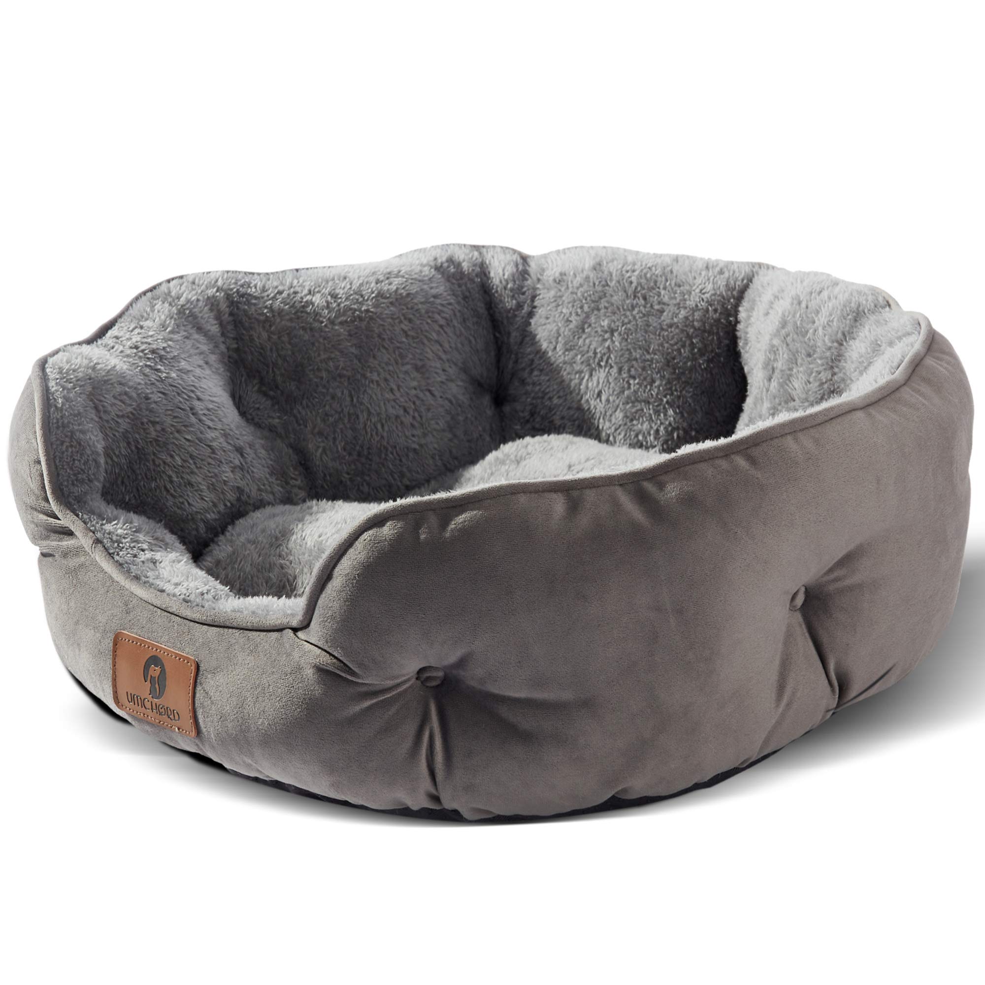 Photo 1 of Asvin Small Dog Bed for Small Dogs, Cat Beds for Indoor Cats, Pet Bed for Puppy and Kitty, Extra Soft & Machine Washable with Anti-Slip & Water-Resistant Oxford Bottom, Grey, 20 inches