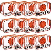 Yeyeplum 12 Pcs Basketball Snack Bags for Team Gifts Basketball Goodie Treat Candy Pouch Bags Clear PVC Waterproof with Zipper Party Favors for Team Ground Birthday Gifts Sport Supplies