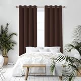 Deconovo Blackout Curtains 52x54 Chocolate Ring Top 1 Pair Thermal view 5