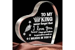 MILCIER Gifts for Boyfriend, I Love You Gifts for Him, Men's Anniversary Heart Shaped Acrylic Block - Birthday Gifts for Him Boyfriend Husband, Valentines Day Gifts