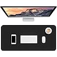 Hsurbtra Desk Pad, 30" x 14" PU Leather Desk Mat, XL Extended Mouse Pad, Waterproof Desktop Blotter Protector, Non-Slip Ultra Thin Large Laptop Keyboard Writing Mat for Office Home, Black