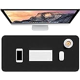 Hsurbtra Desk Pad, 30" x 14" PU Leather Desk Mat, XL Extended Mouse Pad, Waterproof Desktop Blotter Protector, Non-Slip Ultra Thin Large Laptop Keyboard Writing Mat for Office Home, Black