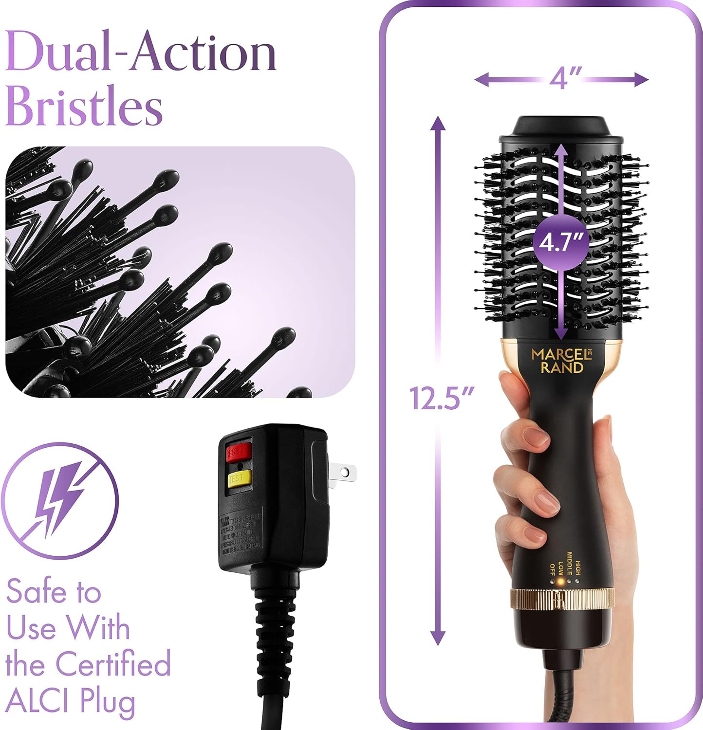 Professional Hair Dryer Brush for Women, 2 in 1 Volumizing Brush Dryer, Oval Brush Blow Dryer 75MM with a Hard Travel Case and Premium Gift Box: Health & Personal Care