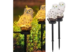 Dazzle Bright 2 Pack Owl Figure Solar LED Lights, Resin Garden Waterproof Decorations with Stake for Outdoor Yard Pathway Outside Patio Lawn Decor to Scare Birds Away, Gifts for Women, Owl Lovers