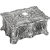 Hipiwe Vintage Jewelry Box, Small Enameled Trinket Box Organizer Rectangular Treasure Chest Box Jewelry Decorative box Keepsa