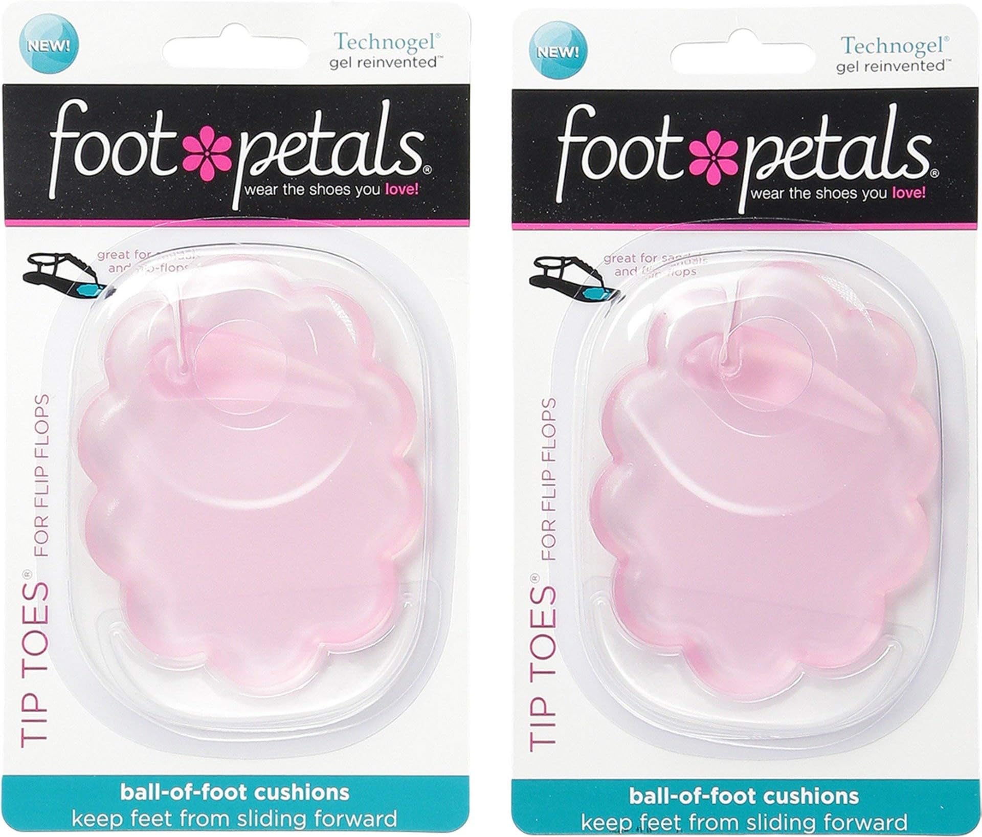 Foot Petals Women's Technogel Tip Toes For Flip Flops 2-Pair Pack