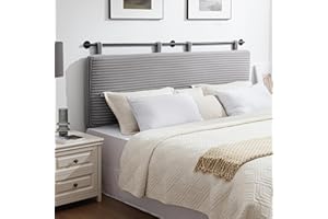 UEV Queen Headboard Only, Wall Mounted Hanging Upholstered Bed Head Board, Modern Vertical Channel Design of Fine Flannel, Elegant Grey Fluted Headboard for Bedroom (Grey, Queen Size)