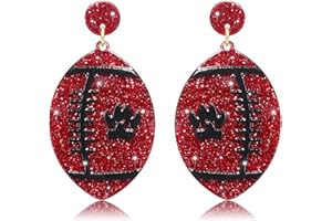 ARATLENCH Football Earrings Game Day Acrylic Glitter Football Mom Earrings College School Sports Team Spirit Earrings Cheer Football Mom Gift