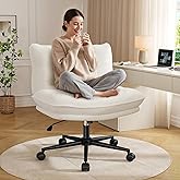 DurayLoly Criss Cross Chair with Wheels, 7" Extra Thick Cross Legged Office Chair, Height Adjustable Swivel Design for Home O