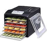 MAGIC MILL PRO Food Dehydrator, 6 Stainless Steel Drying Racks, 8 Digital Preset Temperature Settings And Timer With Automatic Shutoff - 3 Fruit Leather Trays, 6 Fine Mesh Sheets, 1 Set Ovens Mitts