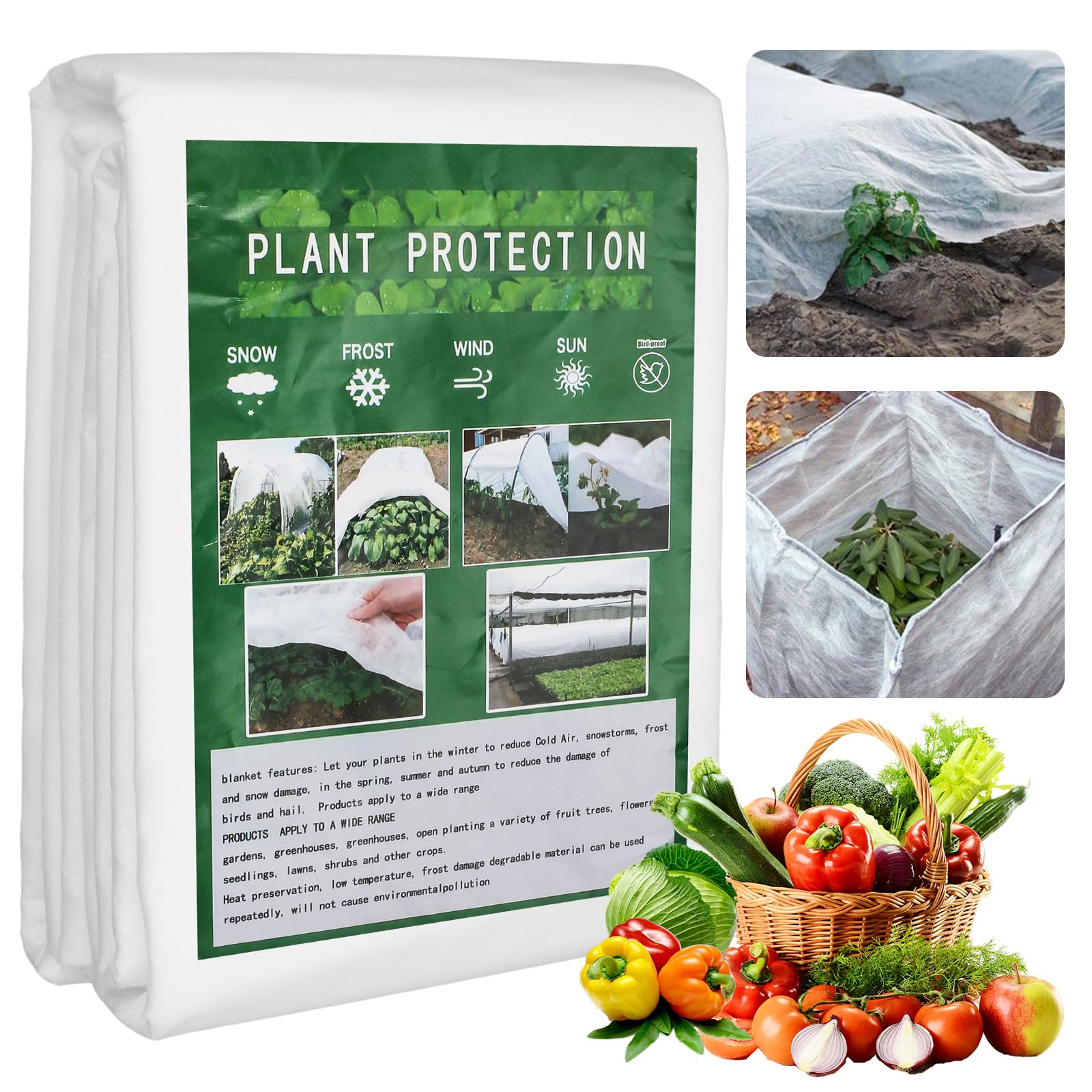 Sylken 2x5m Plant Fleece Frost Protection - 35gsm Heavy Duty Plant Antifreeze Cloth Winter Garden Protection Cloth for Vegetables Flower from Birds Insects