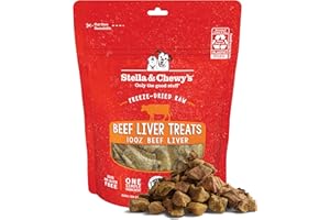 Stella & Chewy's Freeze-Dried Raw Beef Liver Dog Treats - Single Ingredient, No Additives - Premium Training Treats - Perfect For Picky Eaters - 3oz Bag
