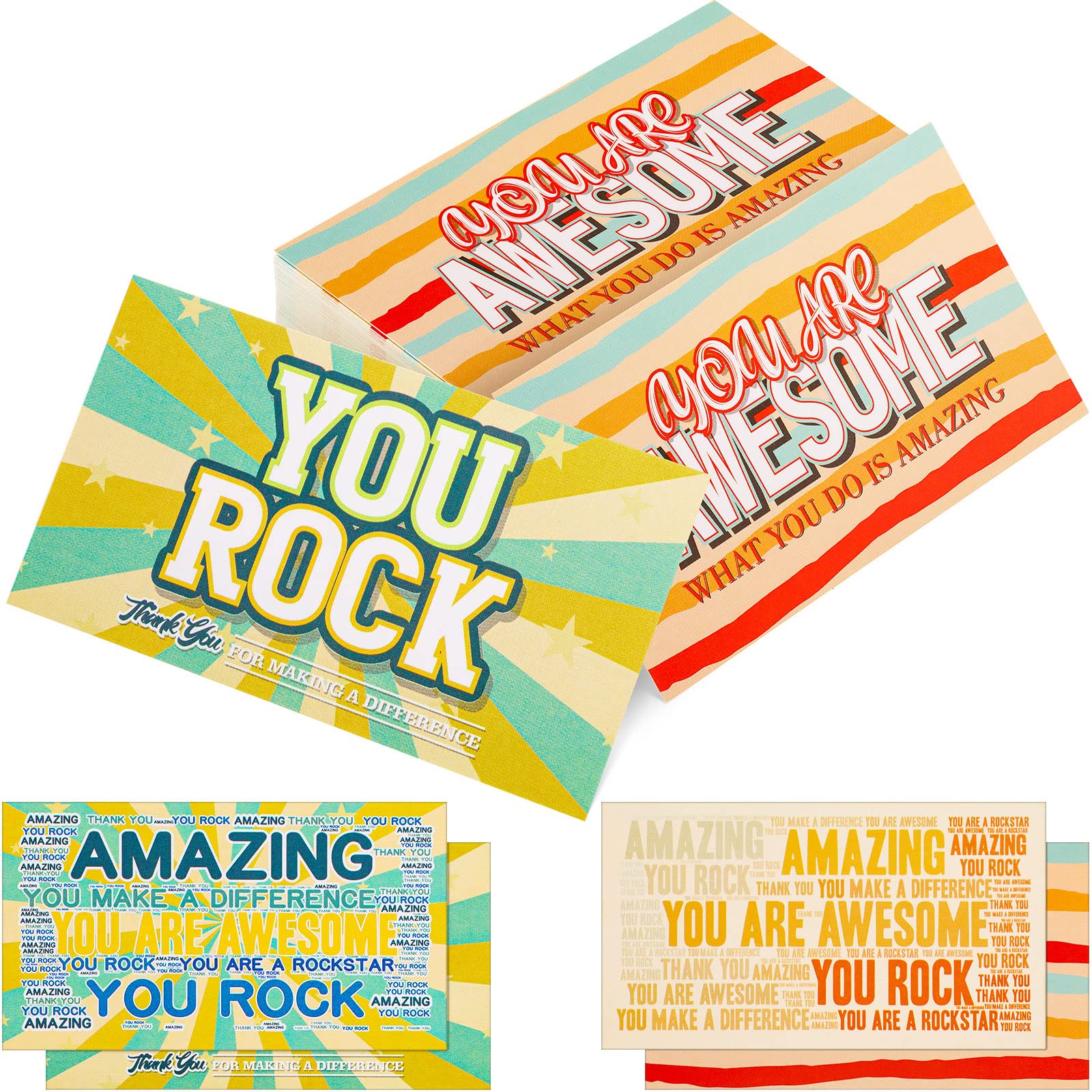 100 Pcs Multipack Appreciation Cards You Are Awesome Cards Positive Affirmation Cards Motivational Postcards Thank You Postcards Appreciation Gifts for Kids Teachers Student Nurse, 3.5 x 2 Inch