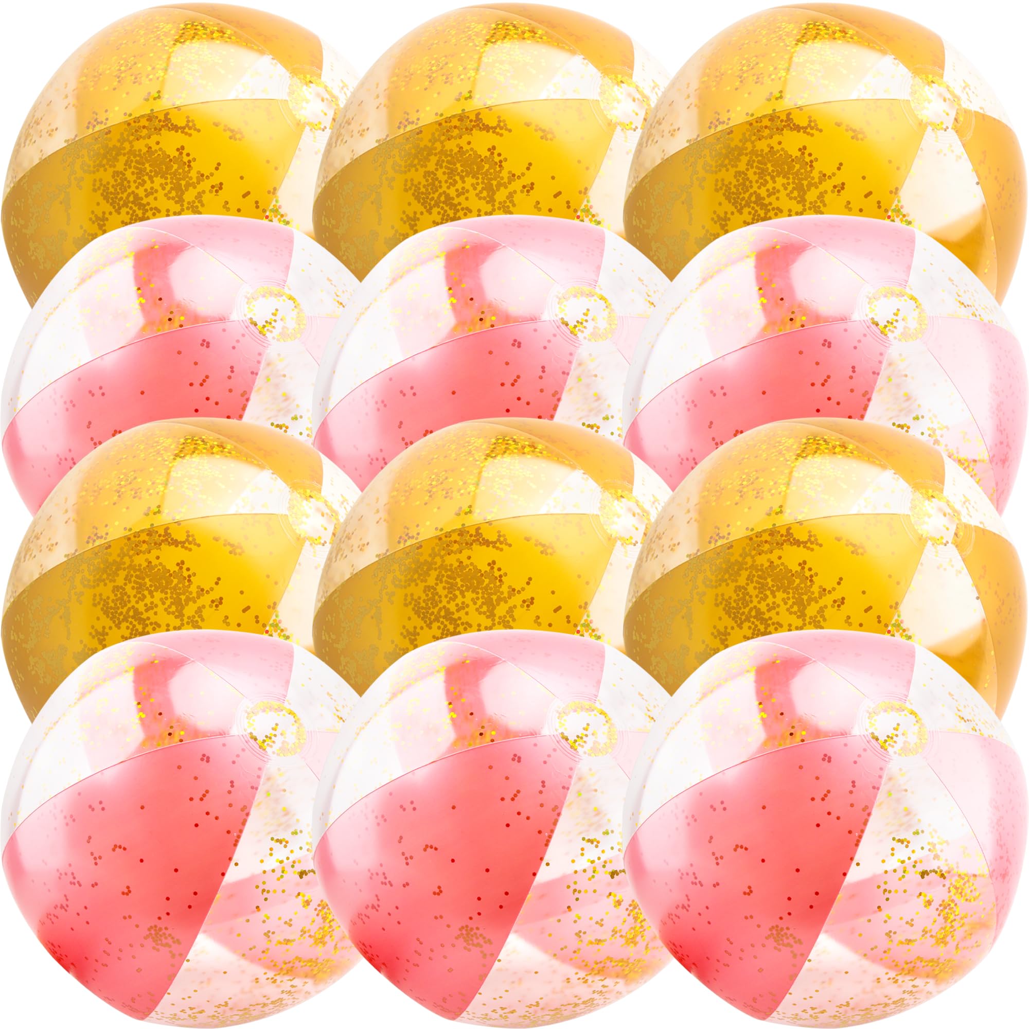 Sonarun 12 Pack 16 Inch Inflatable Glitter Beach Balls Blow up Beach Ball Confetti Beach Ball Bulk for Water Party Toys Summer Beach Pool (Color Set 2)