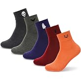 soxitoevy 5 Pairs Women Socks Crazy Embroidered Ghost Pattern Halloween | Cute Ankle Sock Cotton for Women Spooky Halloween Christmas Costume