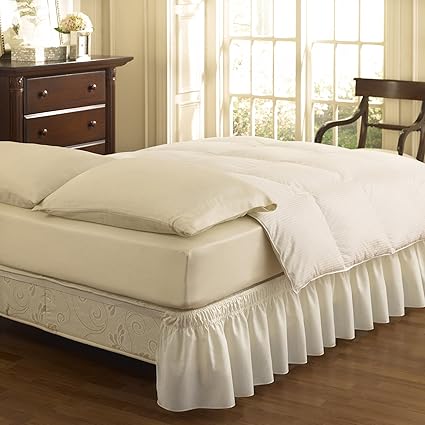 Easy Fit 11577QUEEN/KINGWH Wrap Around Solid Ruffled Queen/King Bed Skirt 80-Inch by 60-Inch with 18-Inch drop, White