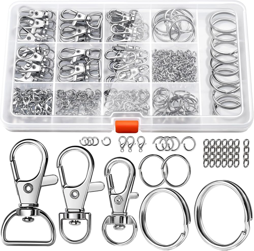 LEOBRO 265PCS Keyring Making Kit with Metal Keychains & Clasps