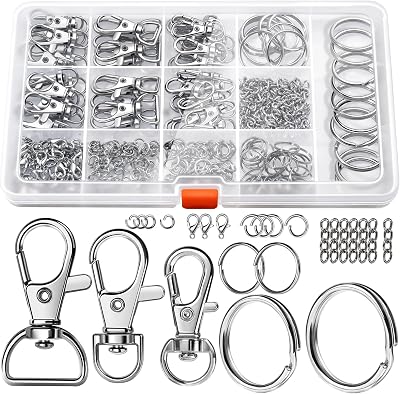 LEOBRO 265PCS Keyring Making Kit with Metal Keychains & Clasps