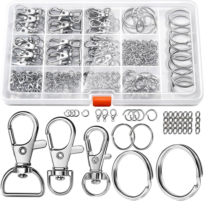 LEOBRO 265PCS Keyring Making Kit with Metal Keychains & Clasps