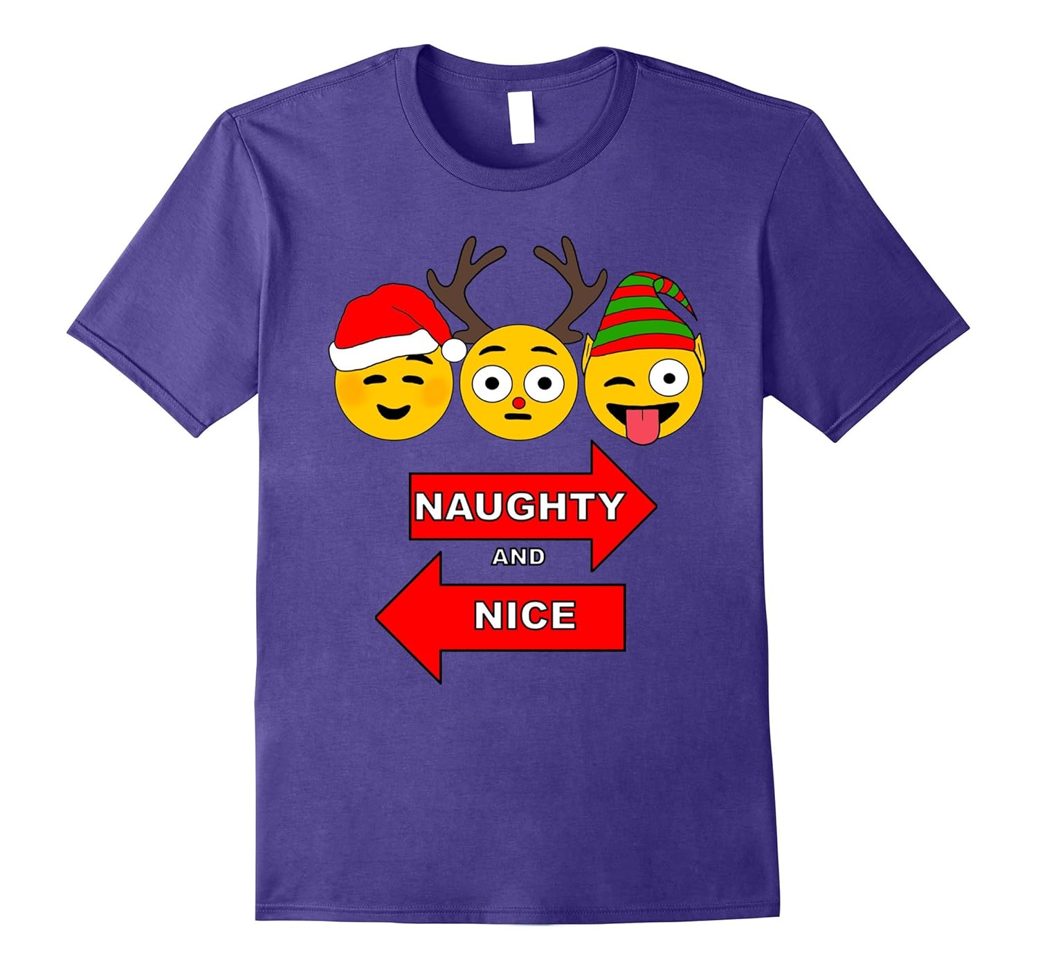 Naughty or Nice Christmas Emoji T shirt Reindeer Elf emoji t-ANZ