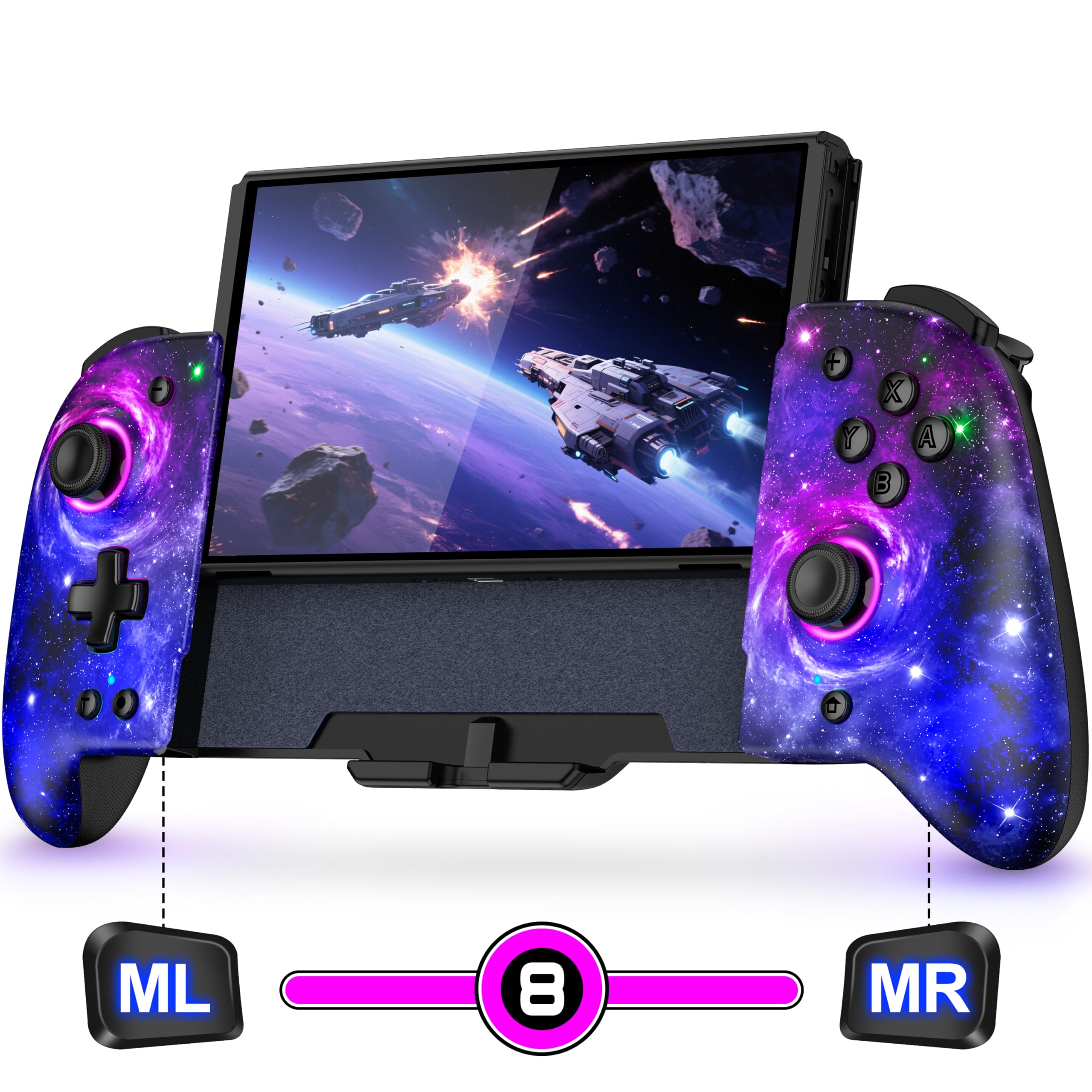 Photo 1 of Switch Controllers for Nintendo Switch/OLED Accessories, Hall Effect Joystick Switch Wireless Pro Controller, One-Piece Switch Joypad for Handheld Mode with Light/Mapping