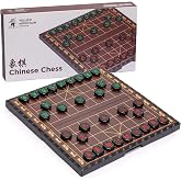 Yellow Mountain Imports Large Chinese Chess (Xiangqi) Magnetic Travel Board Game Set (14.6-inch) with Black Playing Pieces
