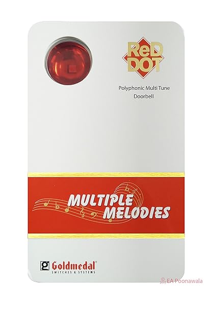 Gold Medal Polyphonic Multiple Melodies Door Bell (White and Red Dot)