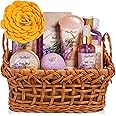 Spa Baskets For Women - Luxury Bath Set With Honey & Lavender - Spa Kit Includes Wash, Bubble Bath, Lotion, Bath Salts, Body Scrub, Body Spray, Shower Puff, Bathbombs, Soap and Towel