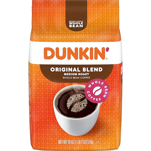 DUNKIN’ ORIGINAL BLEND MEDIUM ROAST WHOLE BEAN COFFEE, 18 OUNCE