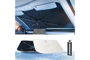 TrySpace Car Windshield Sun Shade Umbrella - [Nano-Ice-Crystal Coatings] Protect Car from Sun Rays & Heat Damage Keep Cool and Protect Interior Medium (56" L x 31" W)