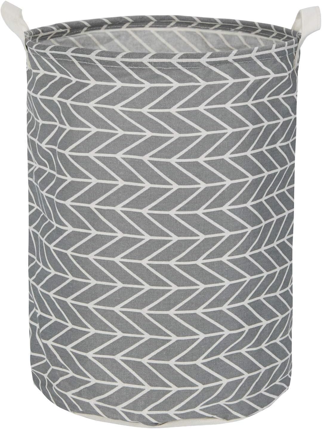 Mintlyfe 17.7" Large Size Laundry Hamper Storage Basket with Handles, Waterproof of Coating Canvas Fabric Kids Storage Bins for Baby Toys, Kid Toys, Baby Clothing, Books (Gray Arrow)