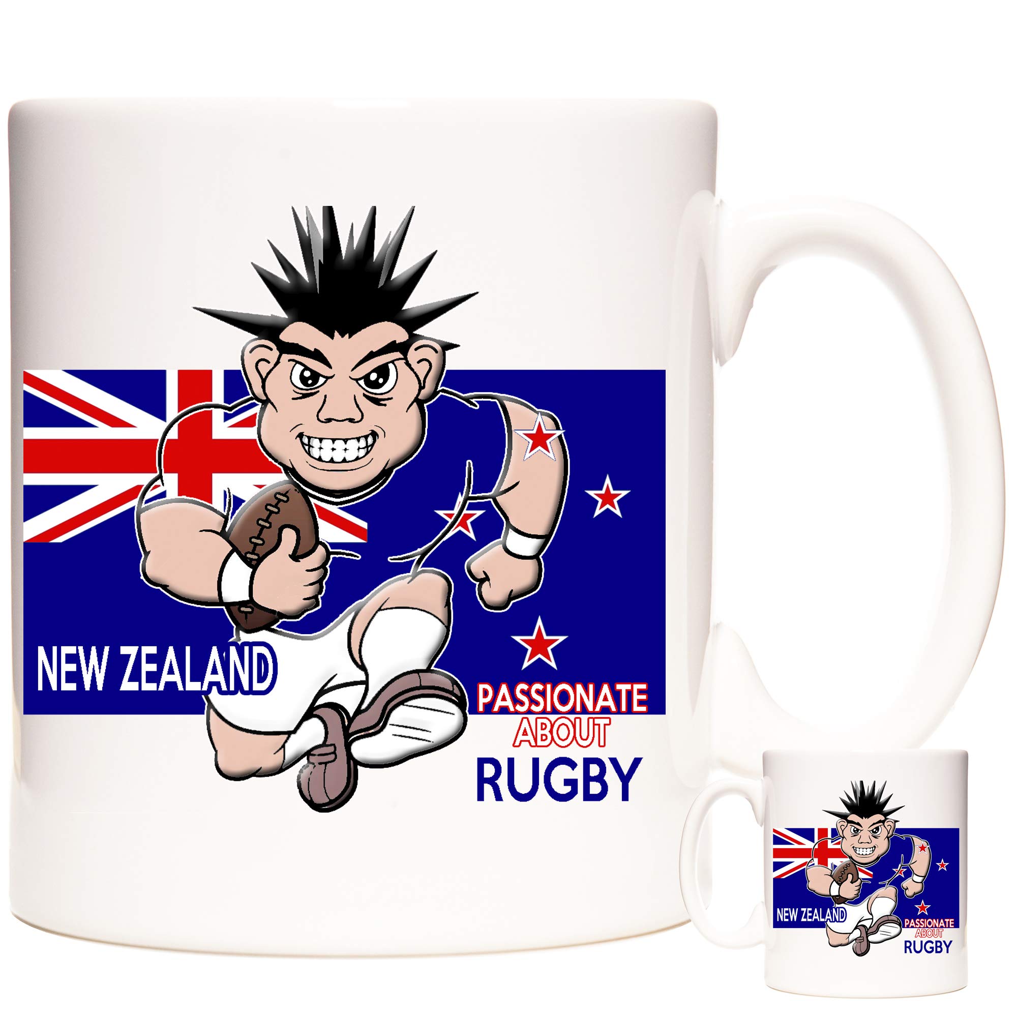 11OZ New Zealand Rugby Mug. New Zealand Passionate About Rugby. Fantastic Gift Mug for Fans of World Cup Rugby