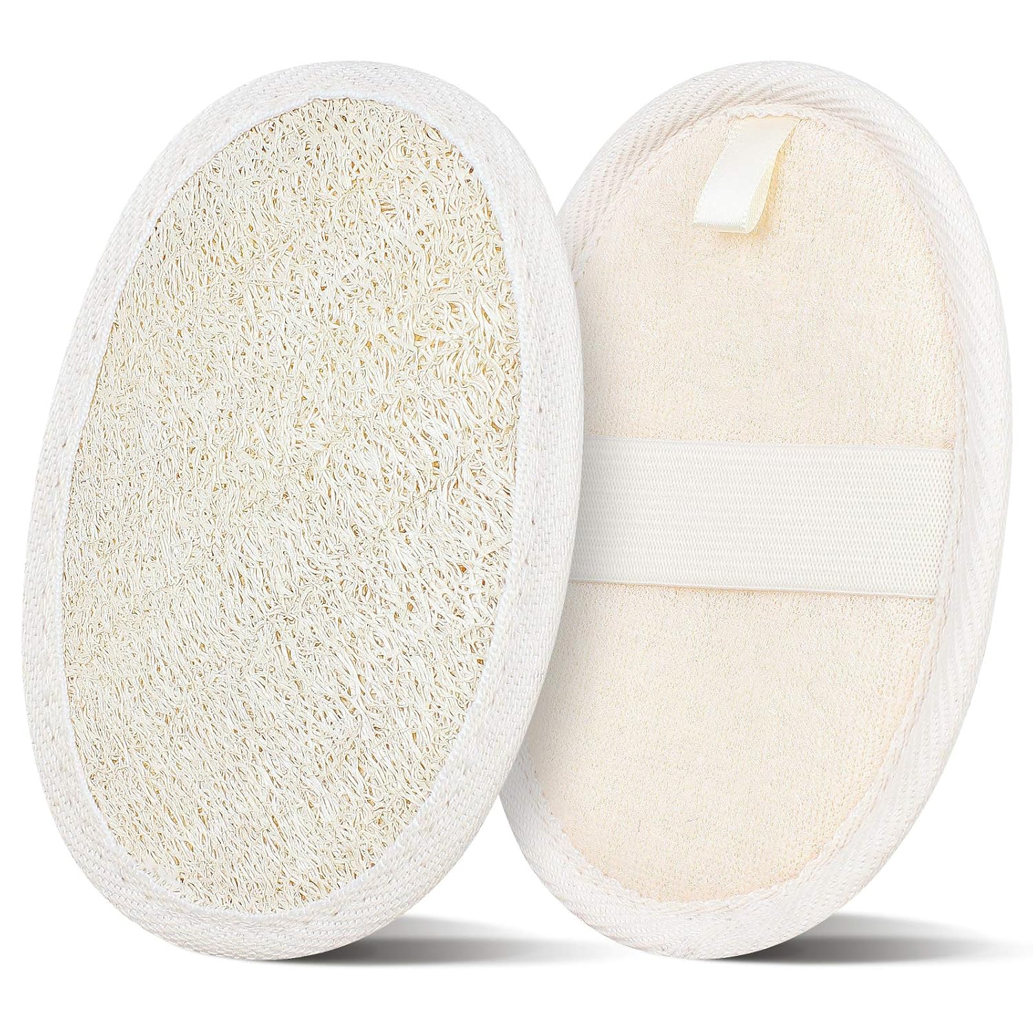 2 Pack Loofah Sponge Pads, 100% Natural Luffa and Terry Cloth Exfoliating Loofah Sponge Scrubber Body Glove for Spa, Bathing and Shower: Beauty