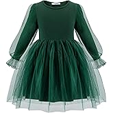 Arshiner Toddler Christmas Dress Girls Sequin Tulle Puff Long Sleeves Tutu Dress Princess Birthday Party Clothes 1-6T