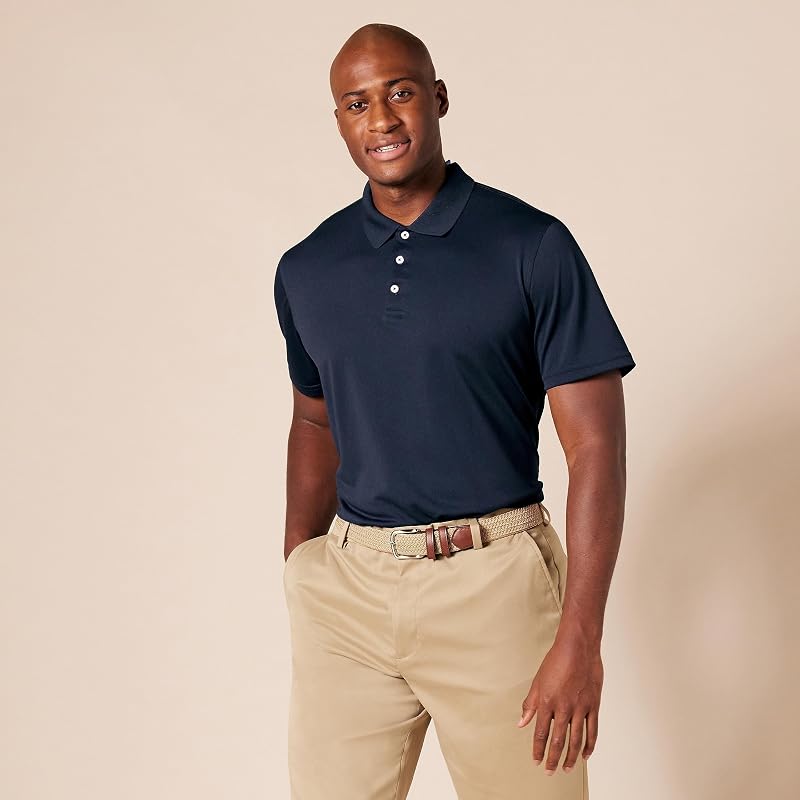 Polo da Golf da Uomo, vestibilità Aderente, ad Asciugatura Rapida, Blu Scuro, Taglia S